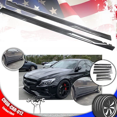 Panel basculante de faldón lateral de fibra de carbono de 78,8" apto para Mercedes Benz W205 W204 Foto 1 de 4