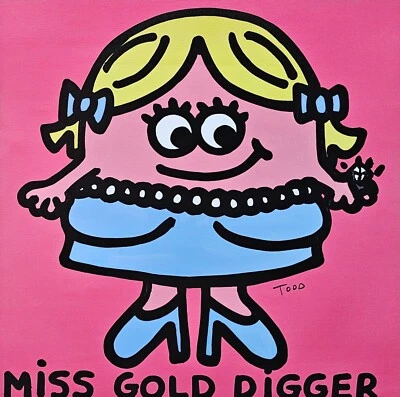 Anillo Todd Goldman Miss Gold Digger Diamantes FIRMADO A MANO arte divertido EN LIENZO 20/41 Foto 1 de 4