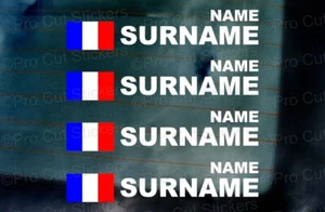 x4 France Flag Rally Race Tag Initial Name Surname Car Window Stickers Decals - Picture 1 of 1