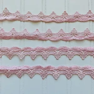 Bordo/nastro in pizzo ricamato rosa 2 iarde/cucito/artigianato/sposa/larghezza 1" - Foto 1 di 12