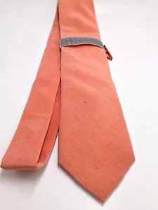 $75 Nick Cannon Men`S Neck Tie Casual Orange Solid Dress Skinny Necktie 60x3 - Picture 1 of 5