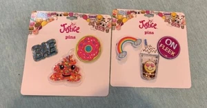 JUSTICE PINS BACKPACK ACCESSORY SET LATTE/EMOJI/RAINBOW/ BAE/ON FLEEK/DONUT WOW - Picture 1 of 3