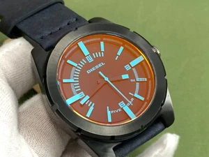 DIESEL DZ-1632 Blue Leather Strap 5 ATM S/S QUARTZ MEN'S WATCH - Picture 1 of 18