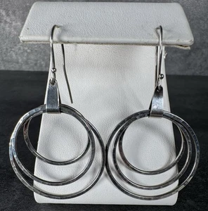 James Avery Retired 925 Cascading 3 Circle Dangle Hoop Drop Earrings 7.8 Grams - Picture 1 of 8