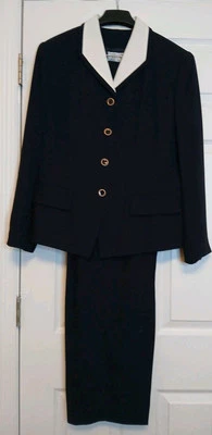 Traje Pantalón Le Suit Mujer 2 Piezas Azul Marino Blanco 4 Botones Talla 12 Carrera Empresarial Foto 1 de 4