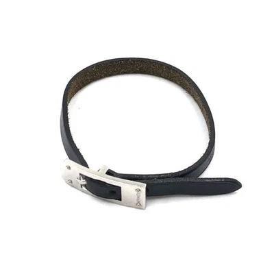 Bracelet Hermès en cuir motif ceinture Kelly noir argent cuir souple unisexe - Photo 1/4