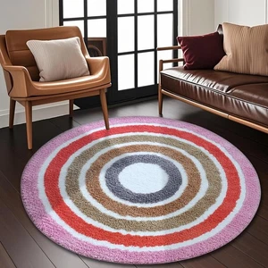 Rainbow Rug, 32 Inch Striped Round Colorful Tufted Circle Modern Shag Carpet ... - Picture 1 of 5