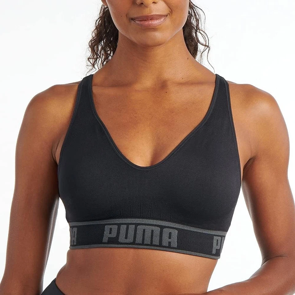 PUMA Womens Black Low Support Fitness Running Sports Bra Athletic XL BHFO 7854