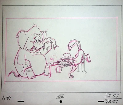 Diseño de lápiz de producción dibujado a mano Loopy De Loop 1963 Jerry Eisenberg Foto 1 de 2