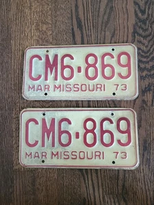 Missouri License Plate Pair March 1973 CM6 869 - See Pictures  - Picture 1 of 3