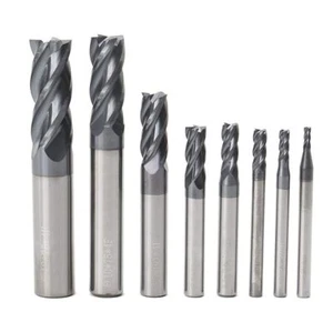 CNC End Mill Set Carbide Tungsten Steel 4 Fultes Milling Cutter Router Bits R... - Picture 1 of 4