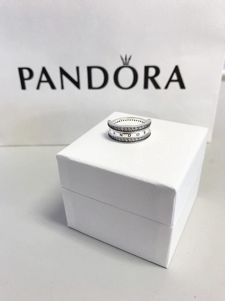 Pandora S925 Flipping Fold Hearts Ring With CZ 197404CZ-56 Size 7.5