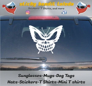 Butterfly skull 7 inch window vinyl decal sticker - Picture 1 of 5