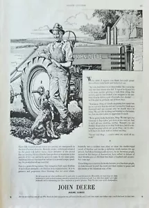 1943 John Deere Tractor Vintage Ad Farmer with his dog and tractor - Picture 1 of 1