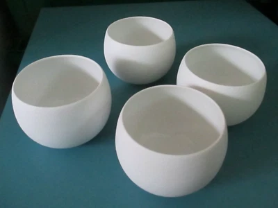 LOT OF 4 CRATE & BARREL SMALL BOWL JAPANESES TEA CUP PORCELAIN MATTE WHITE MCM - Image 1 of 4