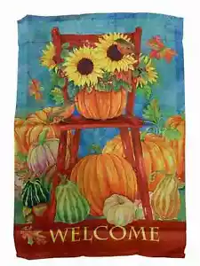 Welcome Sunflower Thanksgiving Holiday Decorative Garden Suede Flag 18 x 12.5 In - Picture 1 of 1