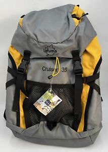 Lafuma Cruiser 35 Hiking Climbing Backpack Roll Top Large Bag Gray and Yellow