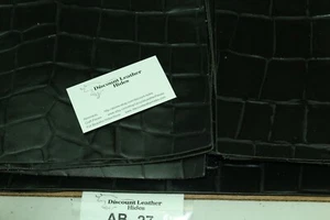GLAZED BLACK CROC Cowhide Leather Print (Various Sizes) ZE 4 - Picture 1 of 9