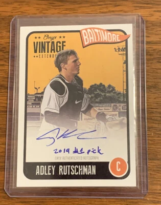 2020 Onyx Vintage Extended Adley Rutschman Purple Ink Auto /10 SSP ERROR Card - Image 1 of 2