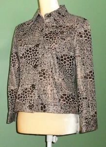Ruby Rd Jacket ~ Womens sz 6 ~ Cool Abstract ~ Metallic Gold/Brown/Cream - Picture 1 of 17