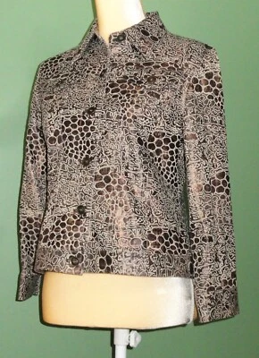 Ruby Rd Jacket ~ Womens sz 6 ~ Cool Abstract ~ Metallic Gold/Brown/Cream - Image 1 of 4