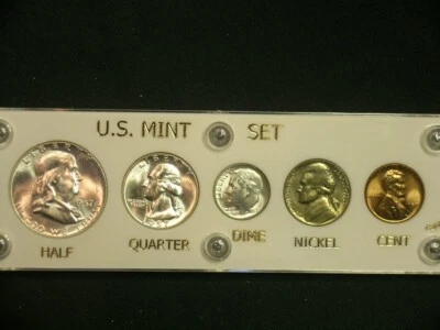 1957 Brilliant Uncirculated Coin Year Set White Capital Holder Philadelphia Mint - Image 1 of 4