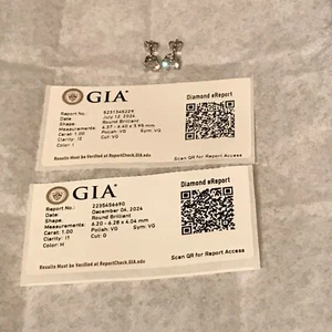 GIA Certified Platinum 2.00ct Round Diamond Solitaire Stud Earrings H-I i1-I i2 - Picture 1 of 7