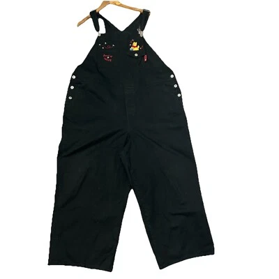 Vintage Women’s Sz 22 Disney Winnie the Pooh Overall Bibs Pants 26” Inseam Black - Image 1 of 4