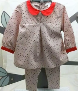 Kitchoun ensemble haut manche longue rose à pois et legging assorti bébé 12 mois - Picture 1 of 4
