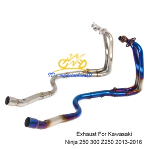 For Kawasaki Ninja 250 300 Z250 Exhaust Front Pipe Header Mid Link Tube Slip On - Picture 1 of 8