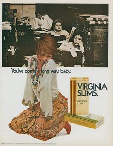 1971 Virginia Slims Cigarettes Sad Office Workers Stylish Vintage Print Ad L18