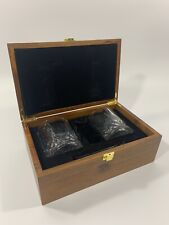 Whisky Glass Gift Set In Wooden Box With Glasses, Whisky Stones & Ice Tongs