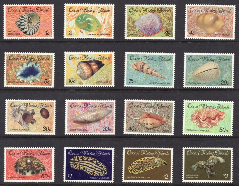 1985 Cocos Keeling Islands Sc# 135-50 set. Tropical Sea Shells MNH Cv$29.85 - Image 1 of 1