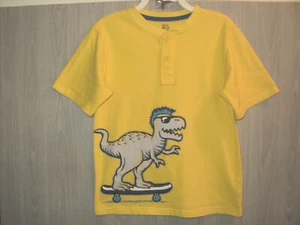 Garanimals 365 Kids Boys Polo Shirt Sz 8 Dinosaur on Skateboard Short Slv Yellow - Picture 1 of 4