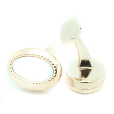 Gemelos ovalados patrón oro rosa boda hombre par gemelos formales Foto 1 de 4