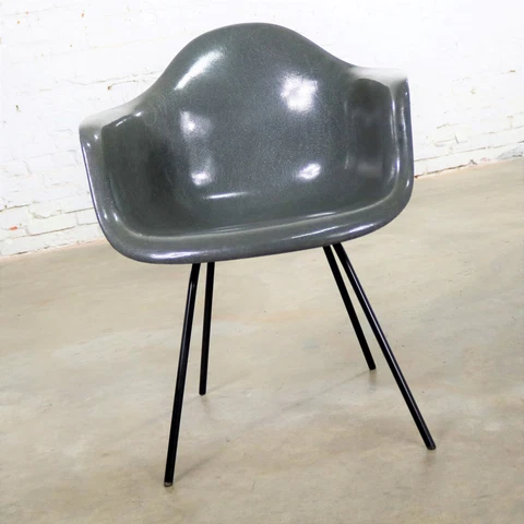 Elephant Hide Gray Eames Herman Miller Molded Fiberglass DAX Arm Shell Chair H B Cover