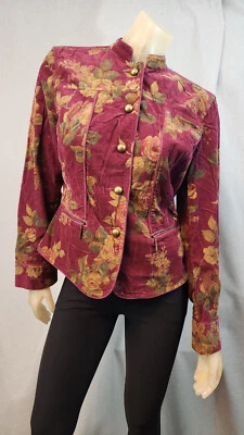 Liz Claiborne Red Corduroy Button Down Long Slv Jacket Top Womens USED Petite PM - Image 1 of 4