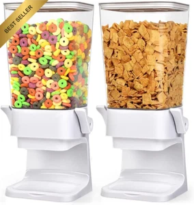 Double Cereal Dispenser, Countertop Dry Food Storage for Snacks Nuts Granola - Picture 1 of 12