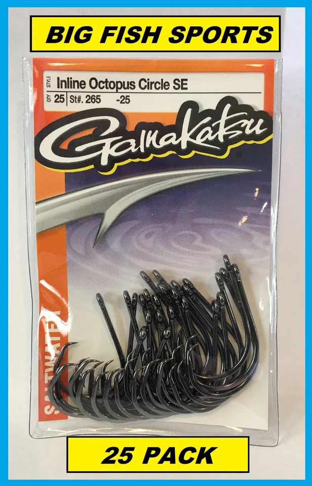 2 PKS Gamakatsu Octopus Circle Hook Size 2/0 25pk Needle Point 265412-25