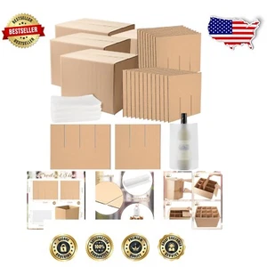 Moving Boxes with 10 Adjustable Dividers & Foam for Fragile Glassware - 4 Pack - Picture 1 of 8