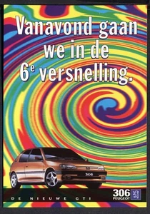 Promo Postcard for the PEUGEOT 306 GTI - 'Slip Into 6th Gear for More Comfort' - Picture 1 of 2