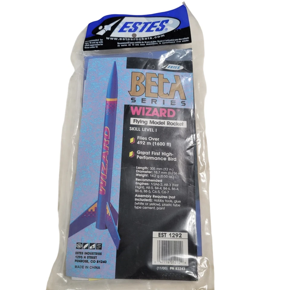 ESTES Wizard Flying Model Rocket Kit 1292 Beta Series New Sealed  - Image 1 of 2