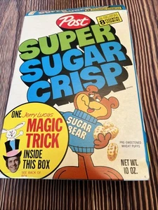 Vintage Post Super Sugar Crisp Cereal Box Complete Jerry Lucas Magic Trick 10 Oz - Picture 1 of 7