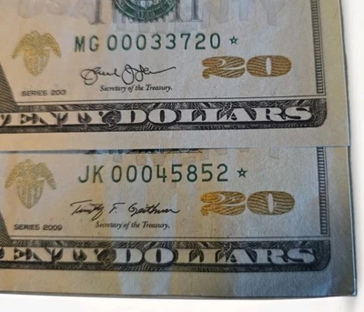  $20 Fancy Zip Code *STAR NOTES* Series 2009 (0004552) & 2013 (00033720) - Image 1 of 3