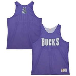 Men's Mitchell & Ness Purple/White Milwaukee Bucks Hardwood Classics Reversible - Picture 1 of 5