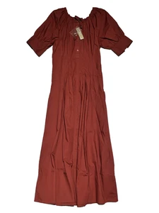 J Crew Cinched Waist Shirt Dress Size 6 Brilliant Mohogany Red Midi A Line - Picture 1 of 11