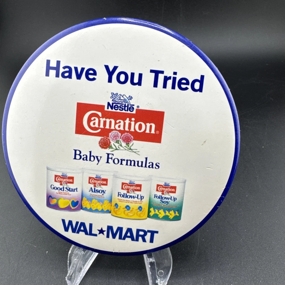 Prendedor Pinback Bebé Fórmula de Seguimiento Clavel Leche De Colección Pequeño Publicidad Foto 1 de 2