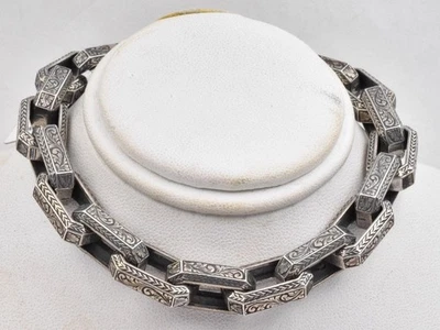 New unworn Sterling Silver Victorian engraved links 9.25" - 10.2mm wide Bracelet - Image 1 of 4