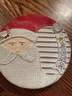 Mud Pie圣诞老人圣诞饼干盘浮雕8.25英寸 — 第 1/4 张图片