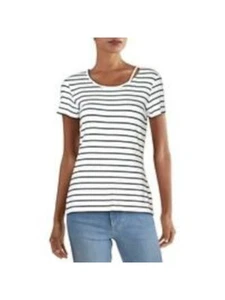BAILEY44 Womens White Stretch Along Neckline Short Sleeve Scoop Neck T-Shirt S - Picture 1 of 3